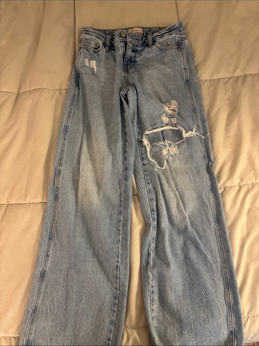 Pacsun Pacific Sunwear Casey low rise baggy Light Blue Distressed Jeans